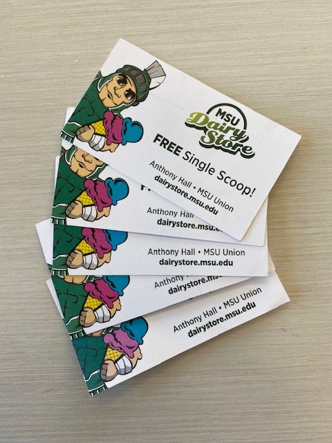 MSU Dairy Store free scoop coupons.